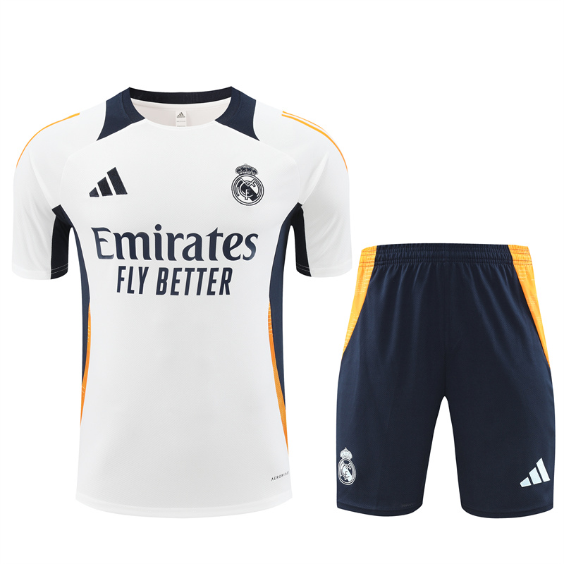 Real Madrid 24-25 Short-Sleeve Training Set - White & Deep Blue - ManixJersey