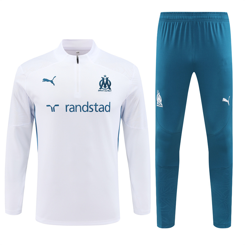 Marseille 24-25 Long Sleeve Training Set - White - ManixJersey
