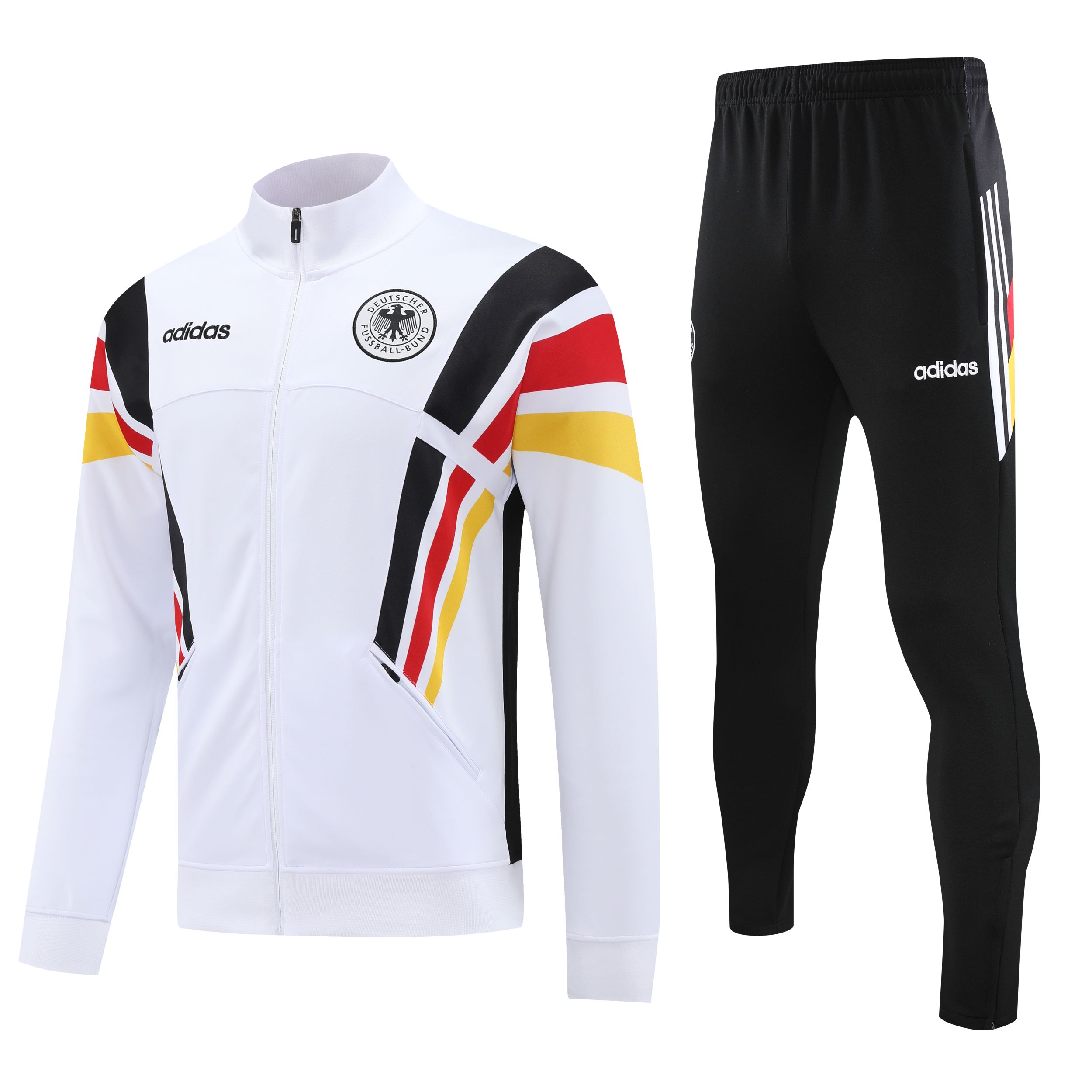 Germany 2024 Jacket Training Tracksuit - White With Yellow, Red And Black Stripe - ManixJersey