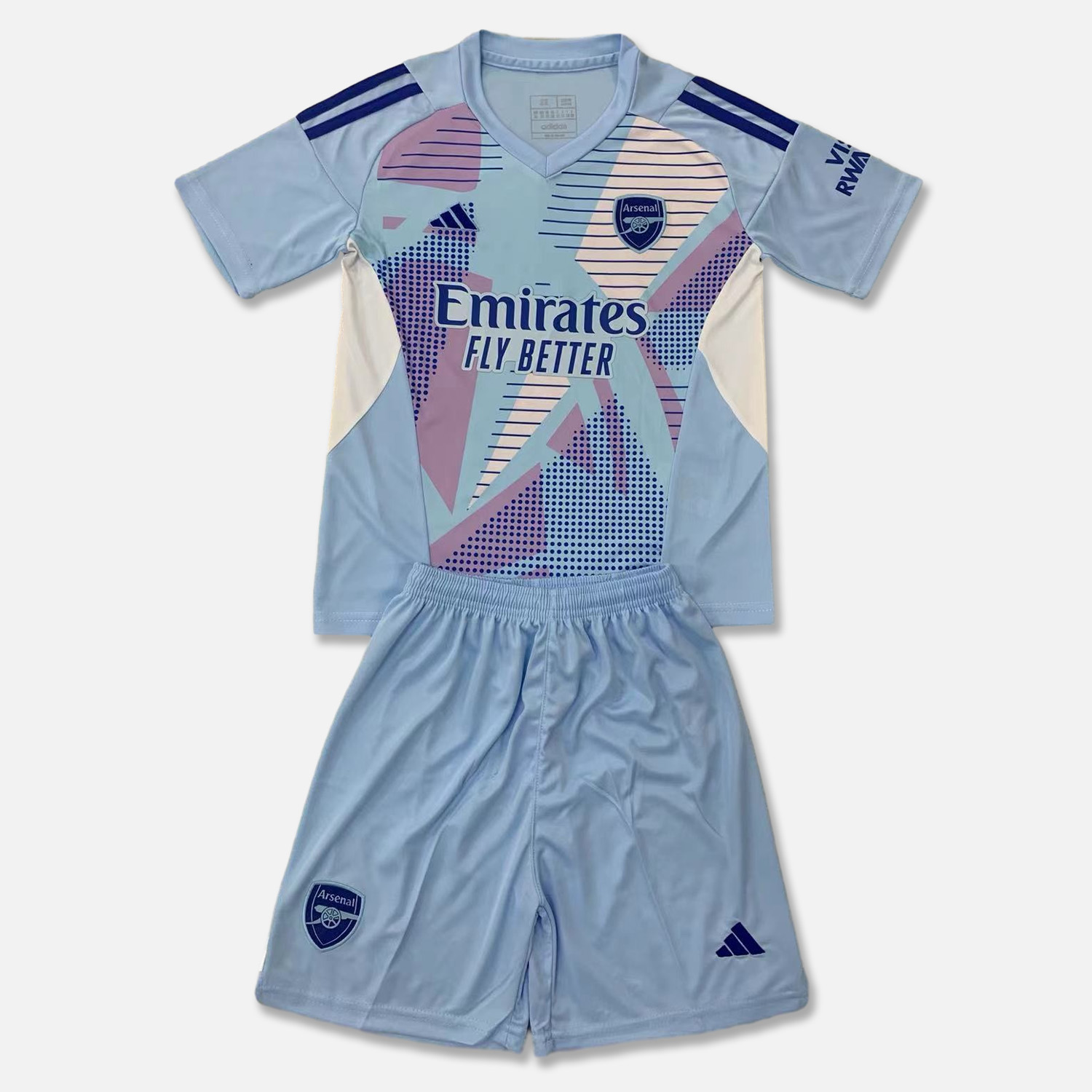 Arsenal 24-25 Lake Blue Goalkeeper Men's Adult Jersey Set - Fans Version - ManixJersey