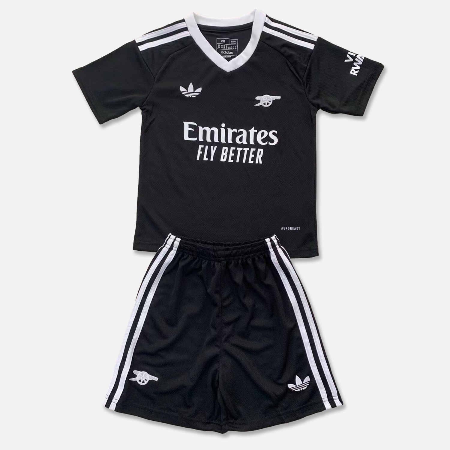 Arsenal 24-25 Full Black Goalkeeper Kids Kit - ManixJersey