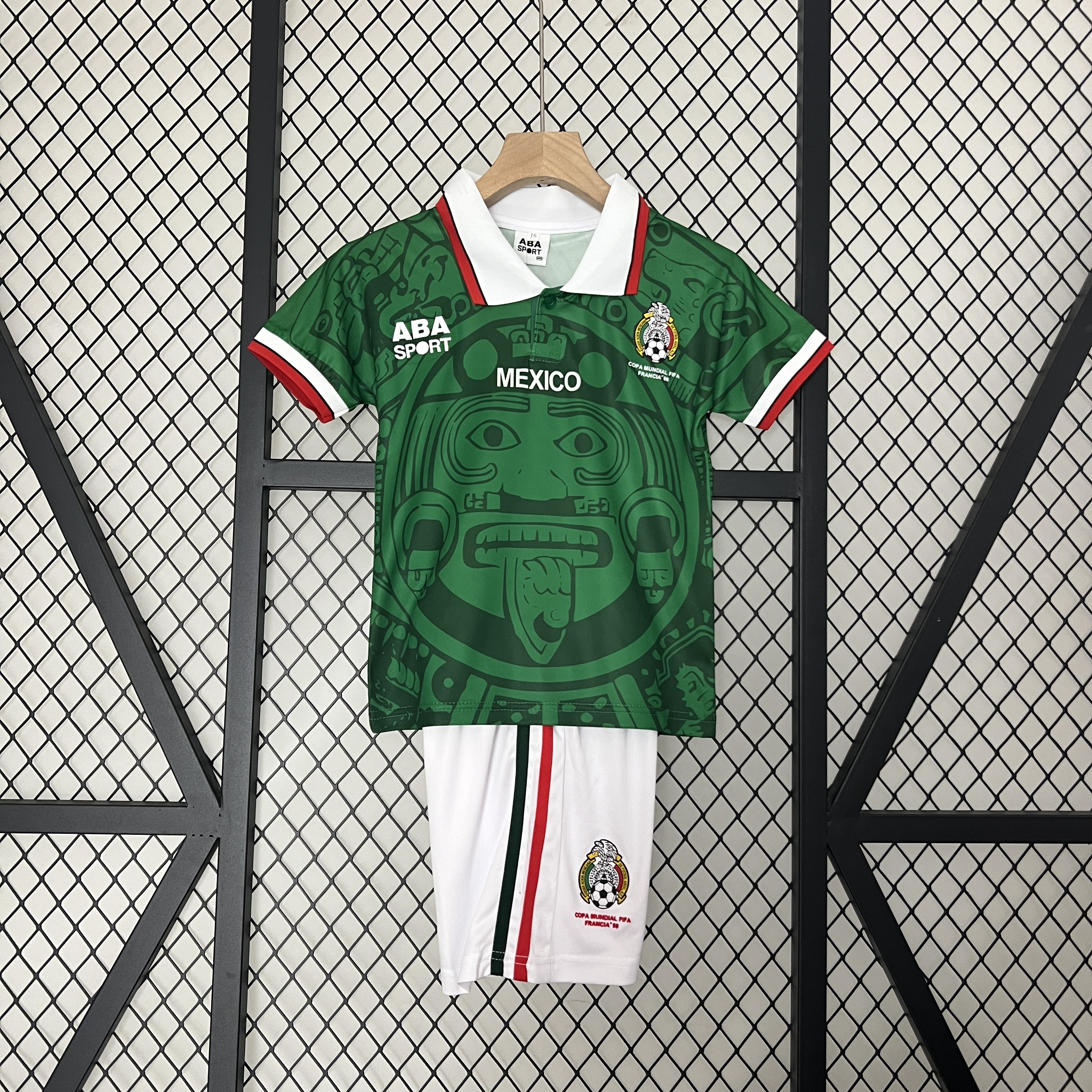 Retro Mexico 1998 Home Stadium Kids Kit - ManixJersey