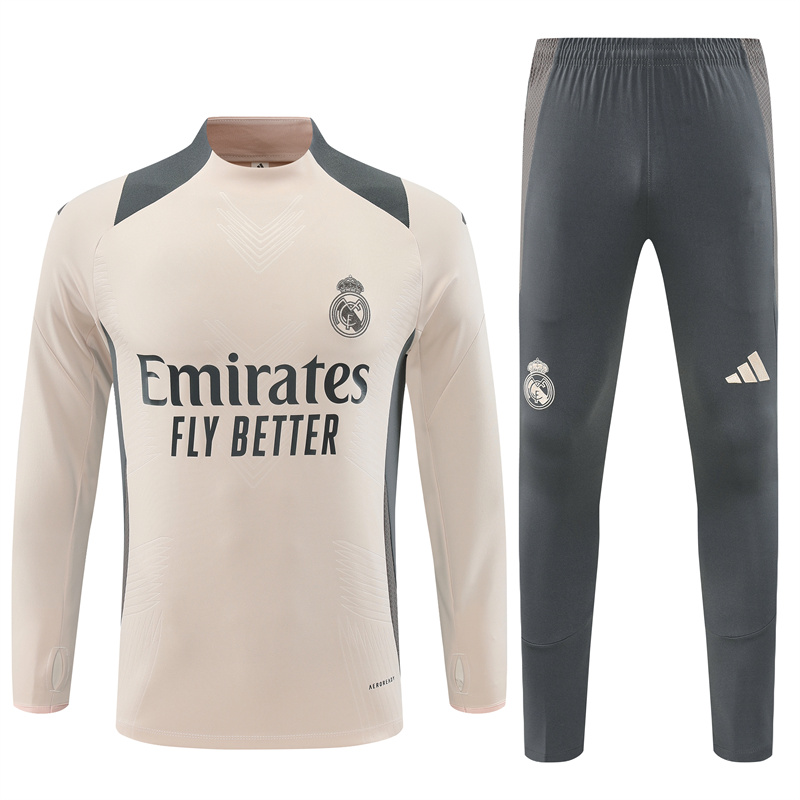 Real Madrid 24-25 Kids Long Sleeve Training Set - Player Version - Apricot - ManixJersey