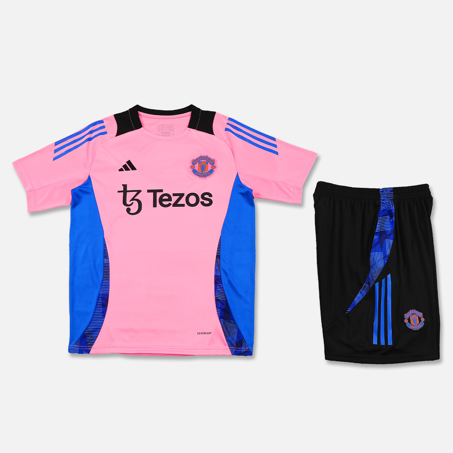 Manchester United 24-25 Short-Sleeve Training Set - Pink Top and Black Shorts - ManixJersey