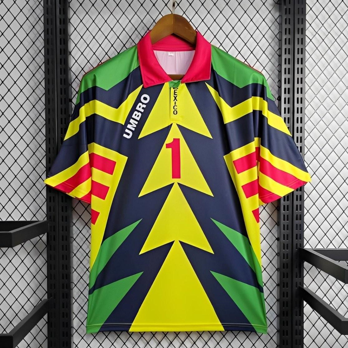 Retro Mexico 1994 Goalkeeper Red Yellow Jersey - ManixJersey