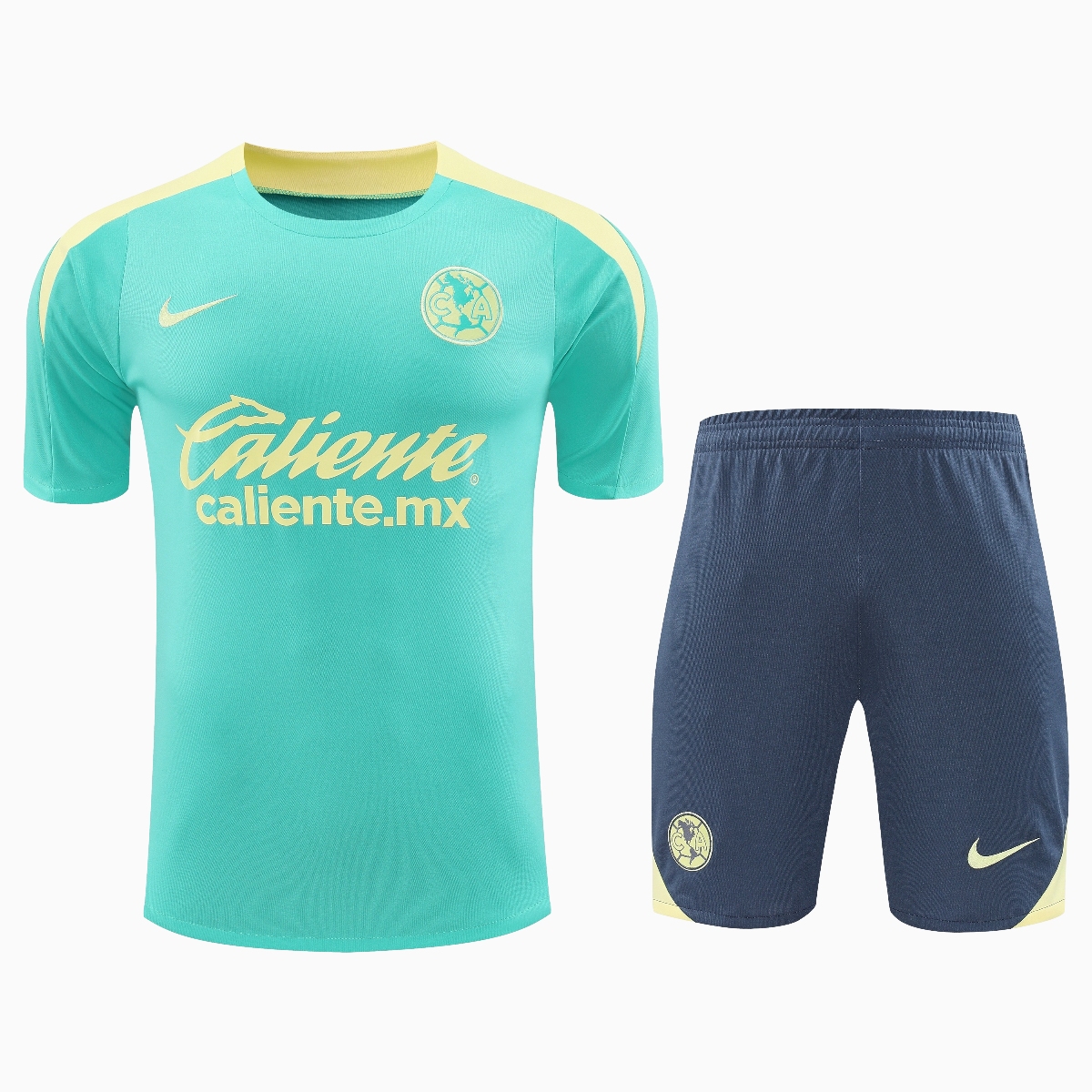 Club América 24-25 Short-Sleeve Training Set - Light Green Top & Grey Shorts - ManixJersey