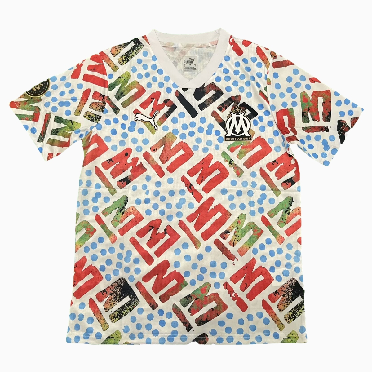 Marseille 24-25 White Graffiti Pre-match Training Jersey - Fans Version - ManixJersey