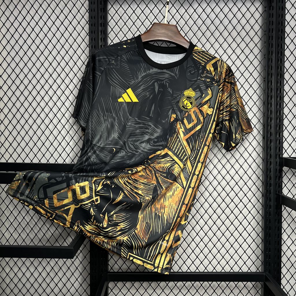 Real Madrid 24-25 Black and Gloden Lion Jersey - Fans Version - ManixJersey