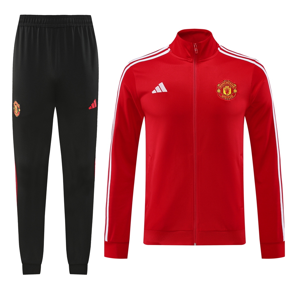 Manchester United 24-25 Jacket Training Tracksuit - Red Top and Black Pants - ManixJersey