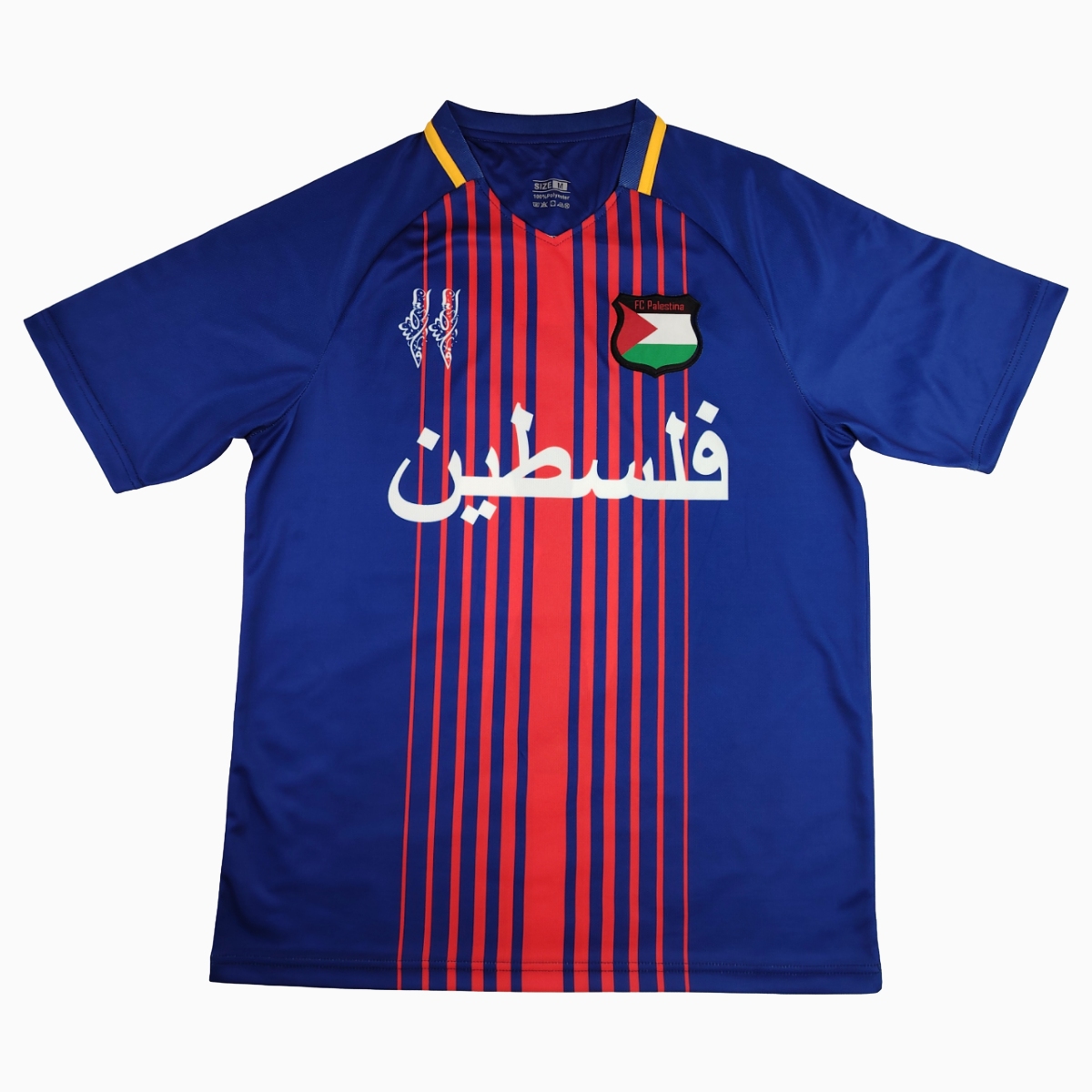FC Palestina 24-25 Blue and Red Striped Jersey with Arabic and Pattern - ManixJersey