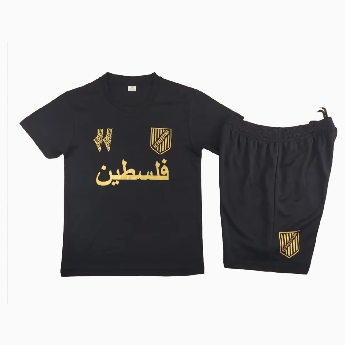 FC Palestina 24-25 Black and Gold Souvenir Kids Kit - ManixJersey