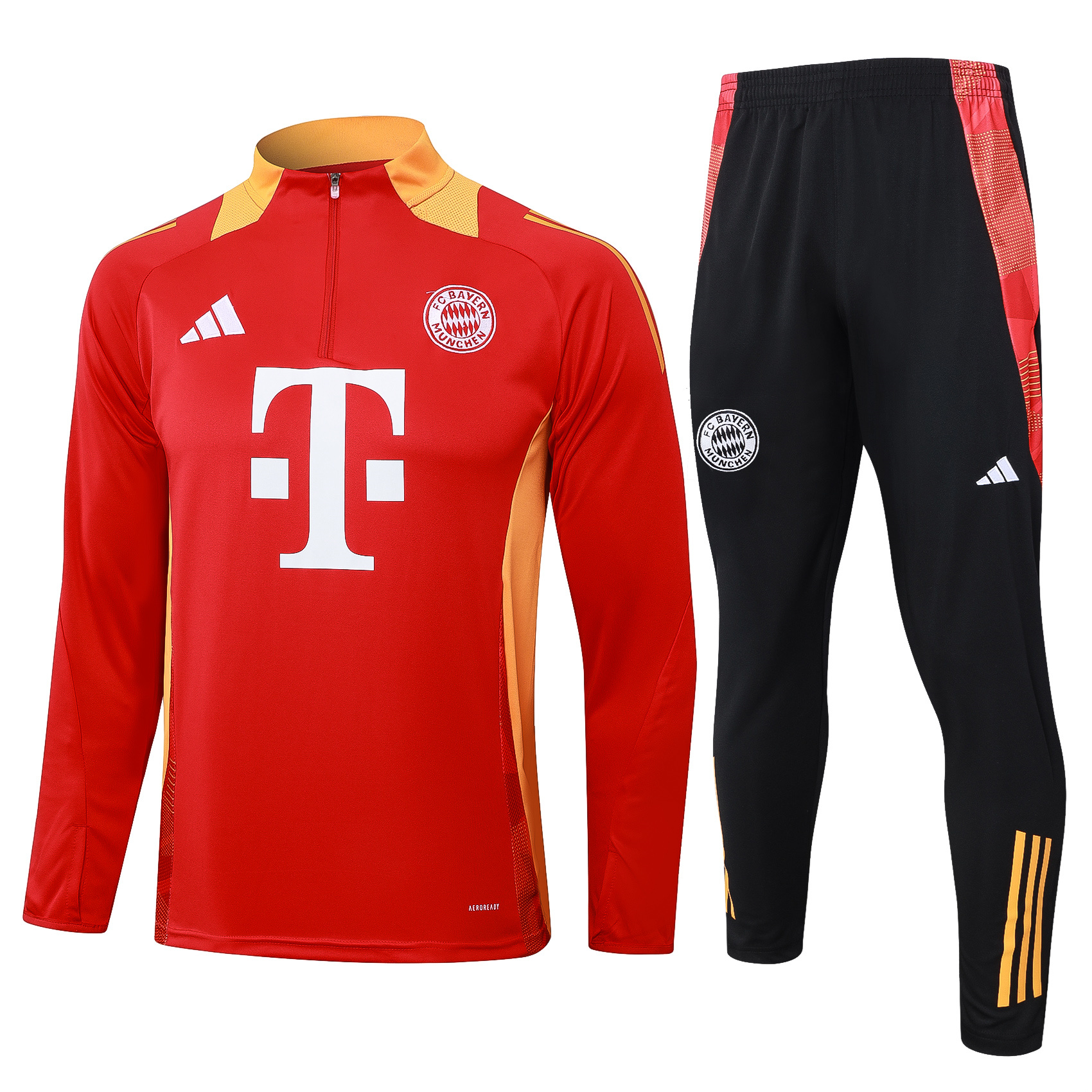 Bayern Munich 24-25 Long Sleeve Training Set with Big Logo - Red - ManixJersey