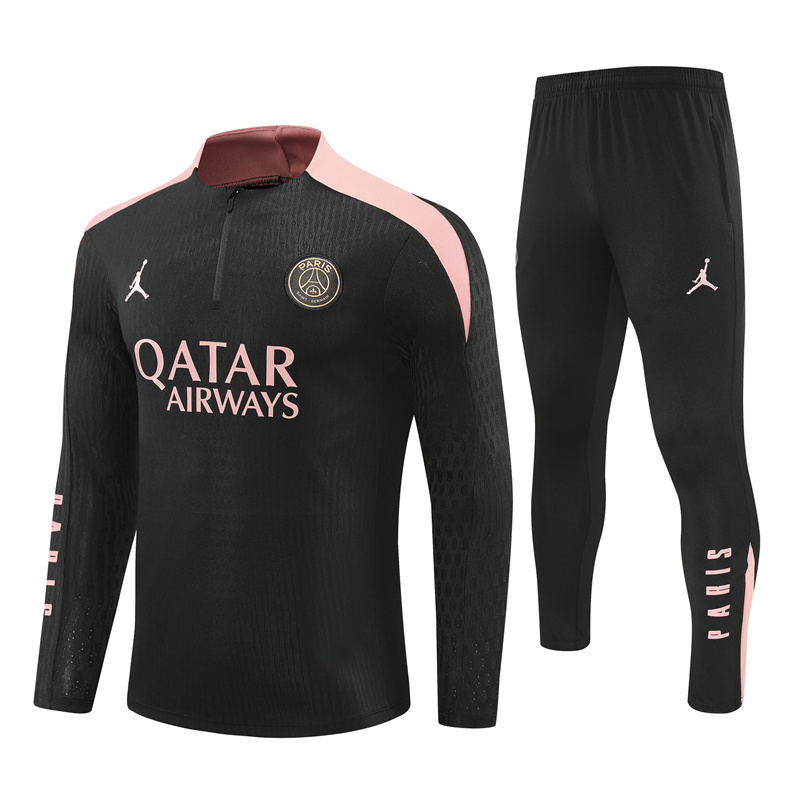 Paris Saint-Germain PSG X JD 24-25 Long Sleeve Training Set - Player Version - Black and Pink - ManixJersey