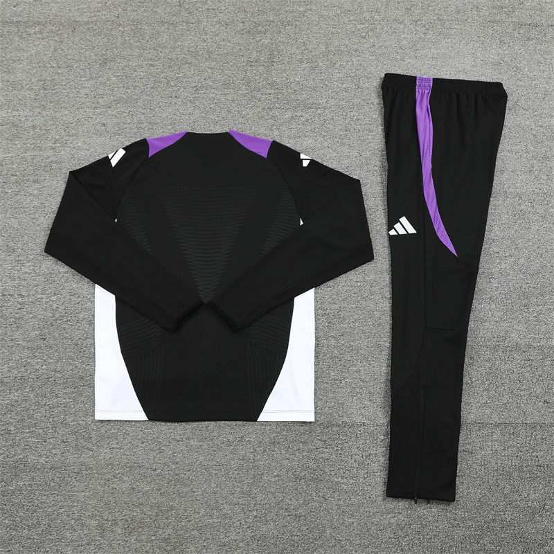 Real Madrid 24-25 Long Sleeve Training Set - Player Version - Black and Purple - ManixJersey