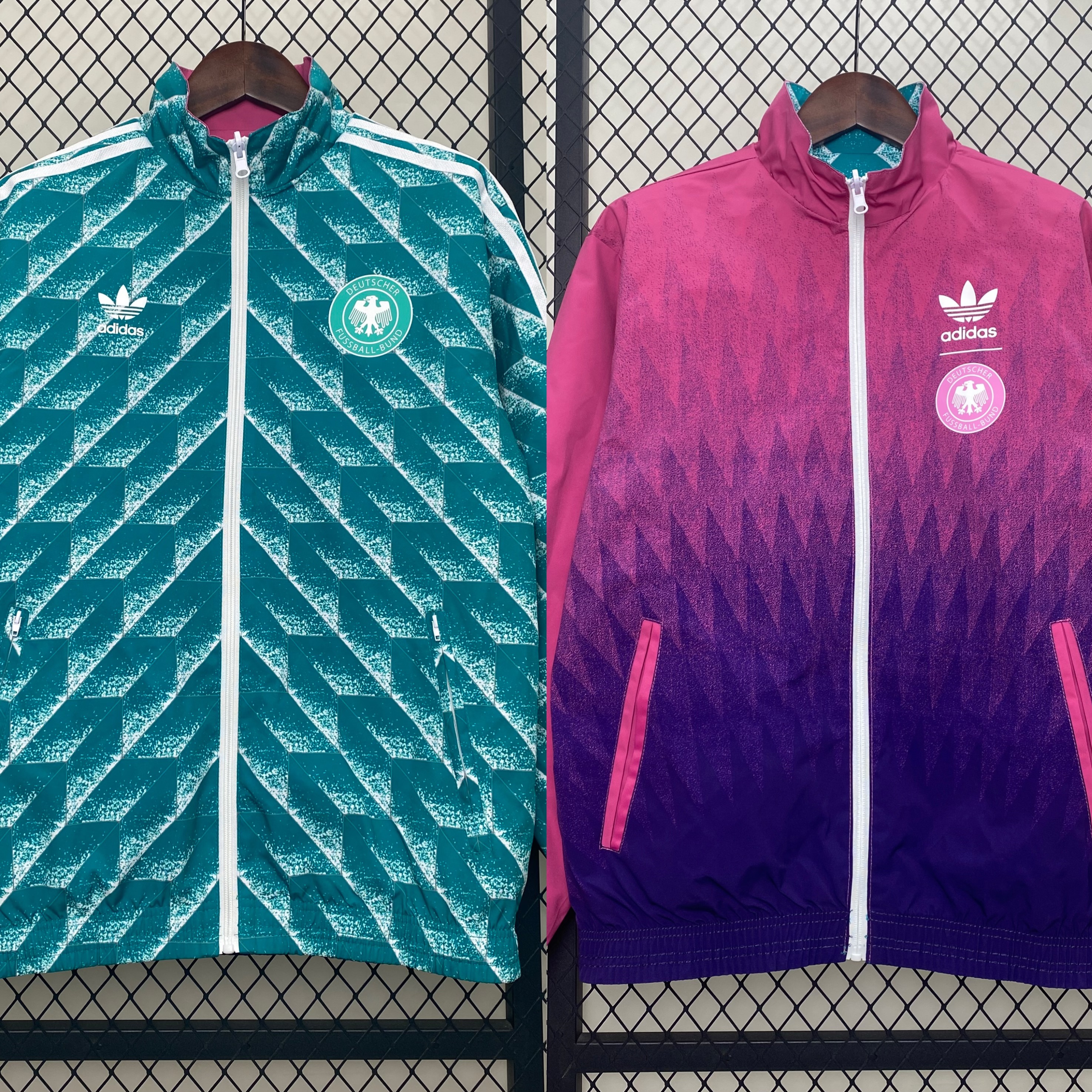 Germany 24-25 Double Sided Reversible Windbreaker - Pink & Vintage Green - ManixJersey
