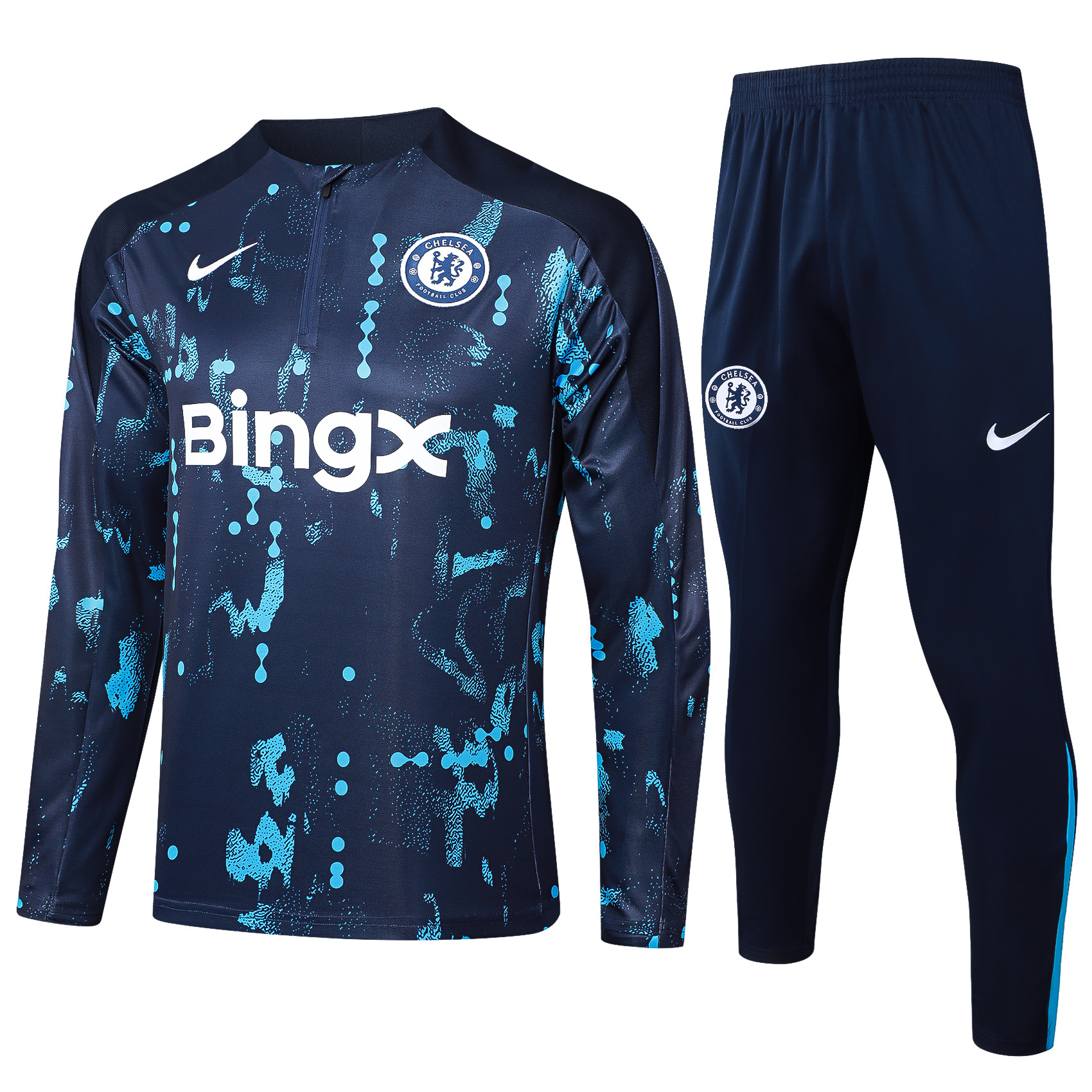C.H.E.L.S.E.A 24-25 Long Sleeve Training Set - Royal Blue with Blue Dots - ManixJersey