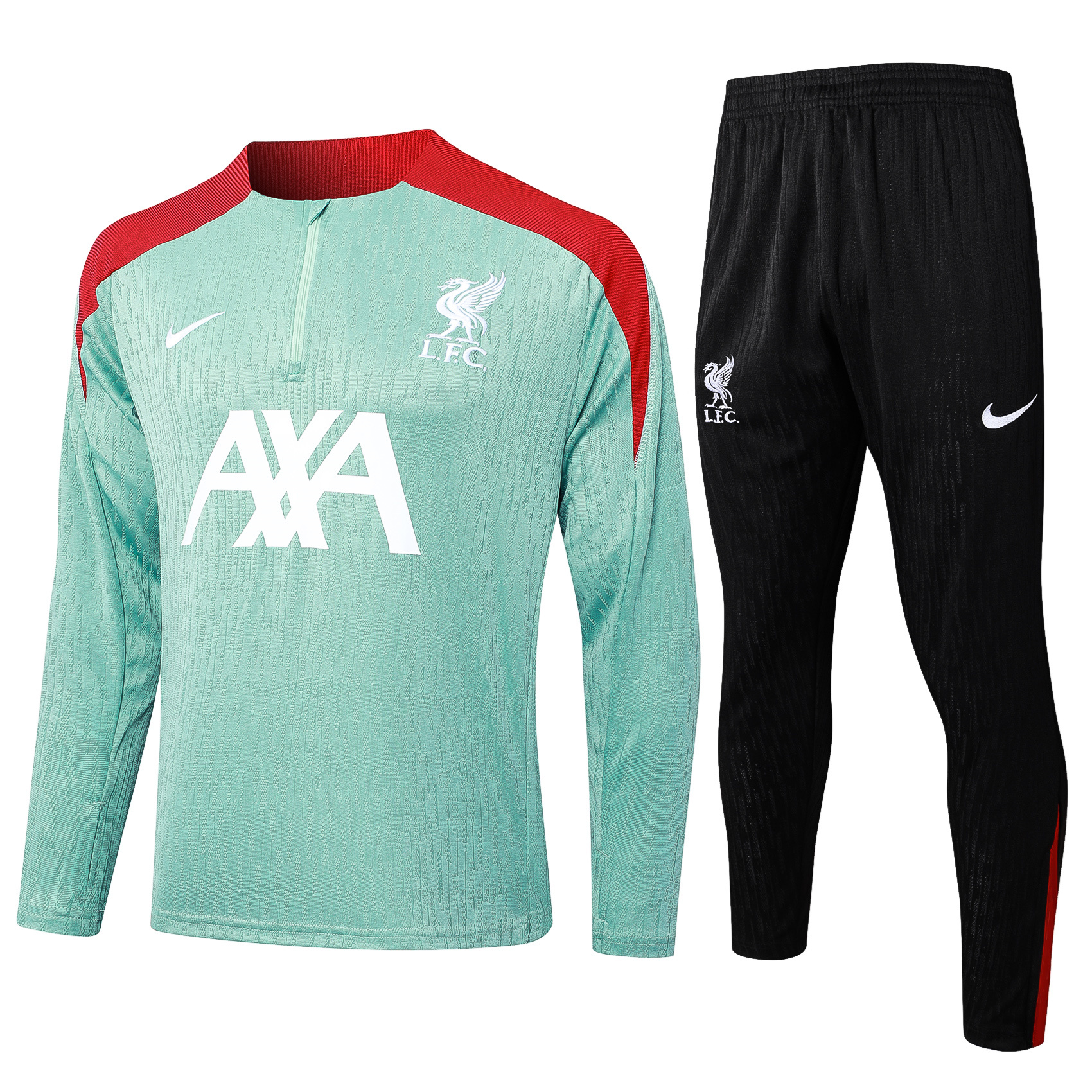 Liver.pool 24-25 Long Sleeve Training Set - Player Version - Green Top and Black Pants - ManixJersey