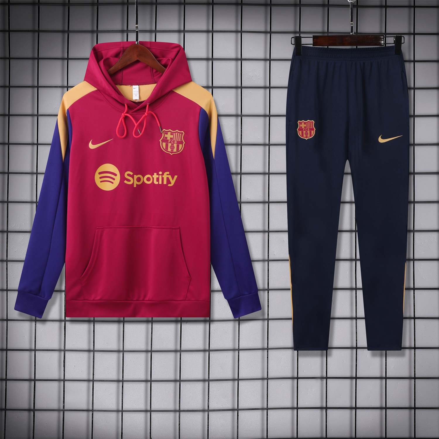 B.A.R.S.A 24-25 Training Hoodie Set - Red Hoodie and Deep Blue Pants - ManixJersey