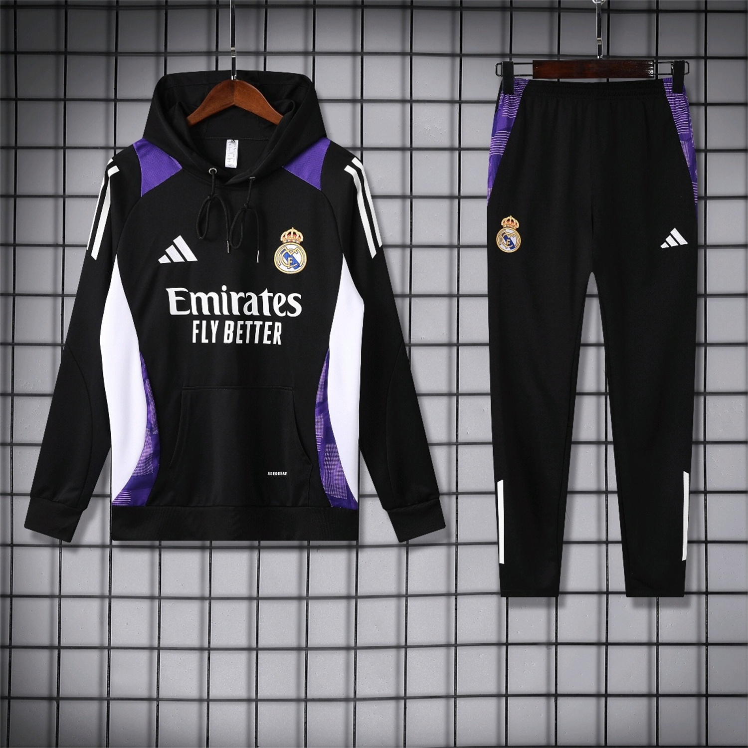 Real Madrid 24-25 Training Hoodie Set - Black Hoodie and Black Pants - ManixJersey