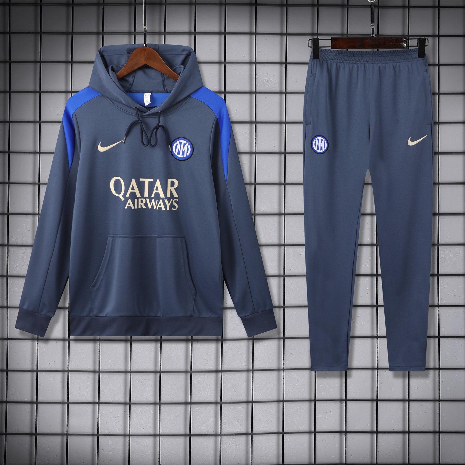 Inter Milan 24-25 Training Hoodie Set - Blue - Gray Hoodie and Pants - ManixJersey