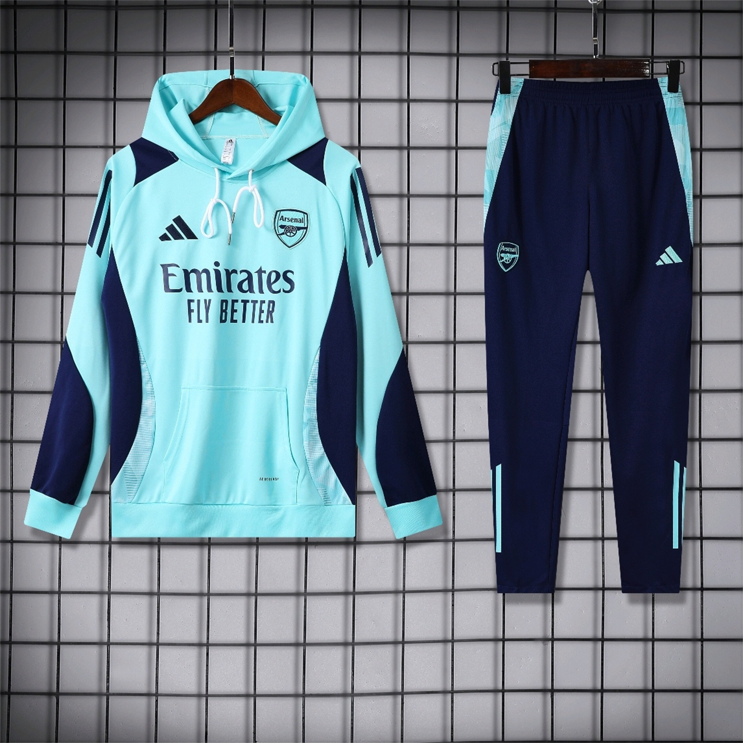 Arsenal 24-25 Training Hoodie Set - Cyan Hoodie and Deep Blue Pants - ManixJersey