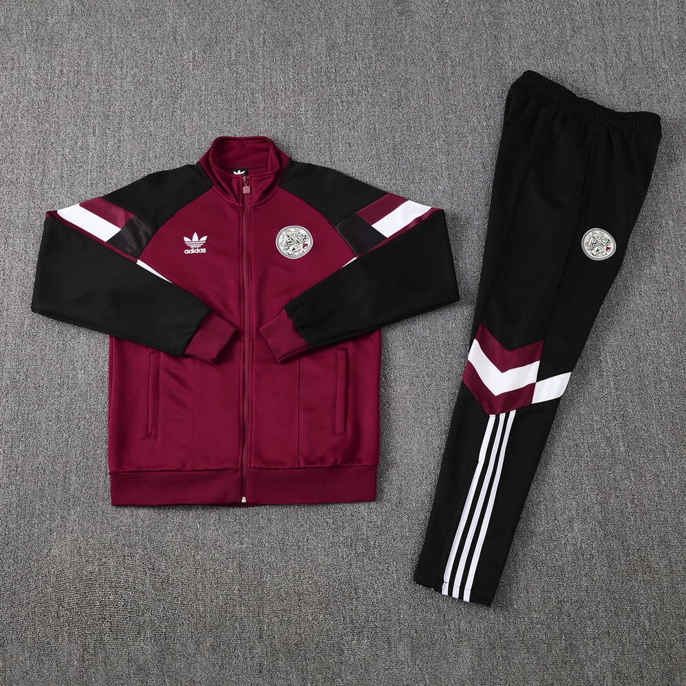 Ajax 24-25 Retro Style Jacket Training Tracksuit - Deep Red - ManixJersey
