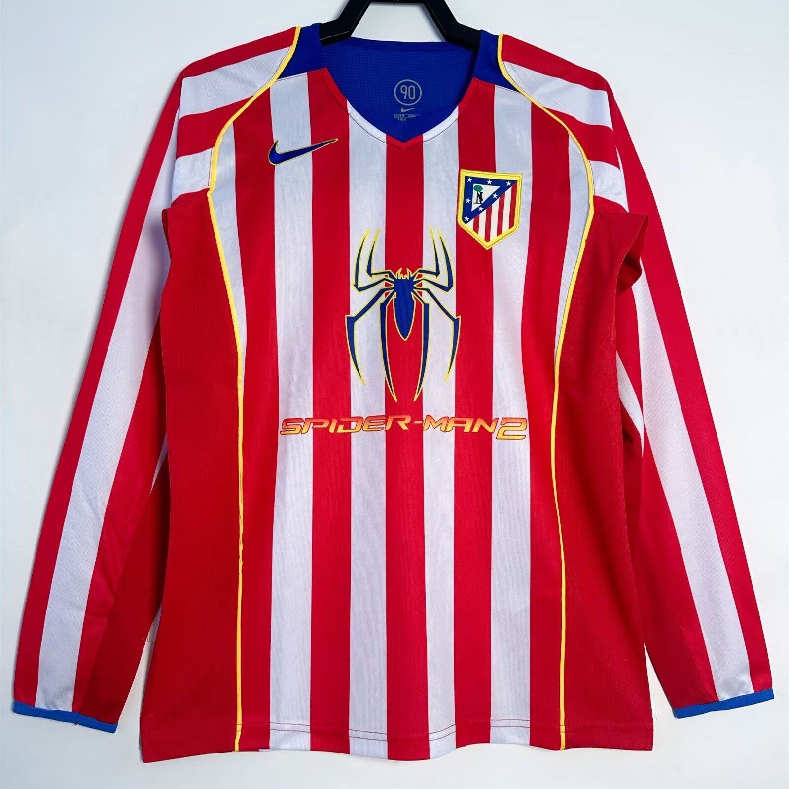 Retro Atletico Madrid 2004-05 Home Long Sleeves Jersey - S.p.i.d.e.r M.a.n - ManixJersey