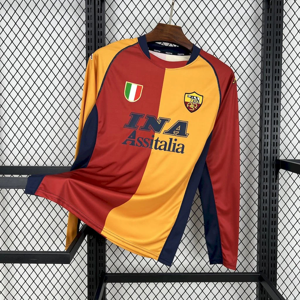 Retro Roma 2001-02 Home Long Sleeves Jersey - ManixJersey