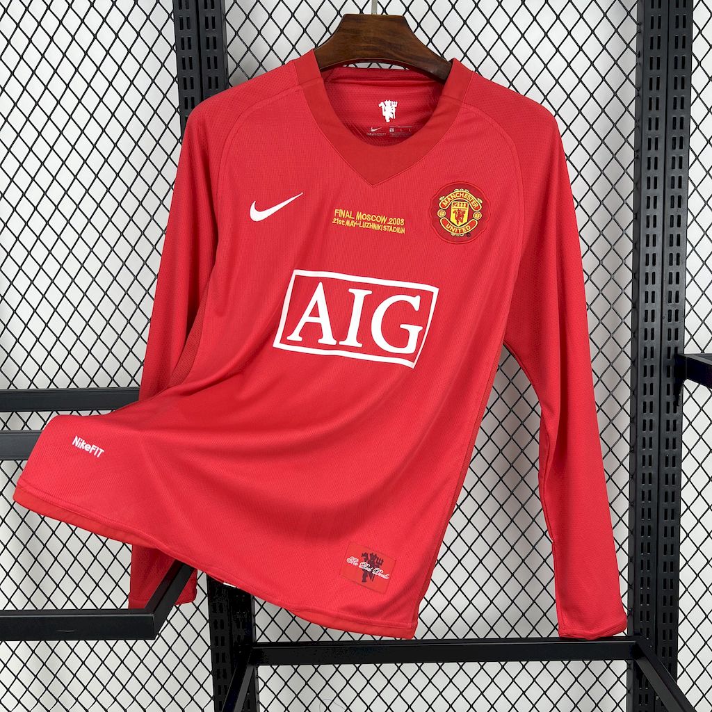 Retro Manchester United 07-08 Champions League Final Home Long Sleeve Jersey - ManixJersey