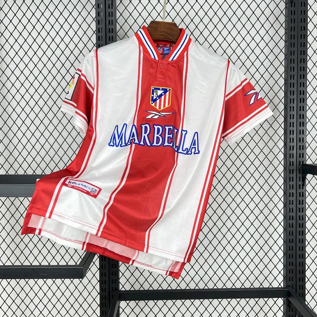 Retro Atletico Madrid 1999-00 Home Jersey with La Liga Patch - ManixJersey