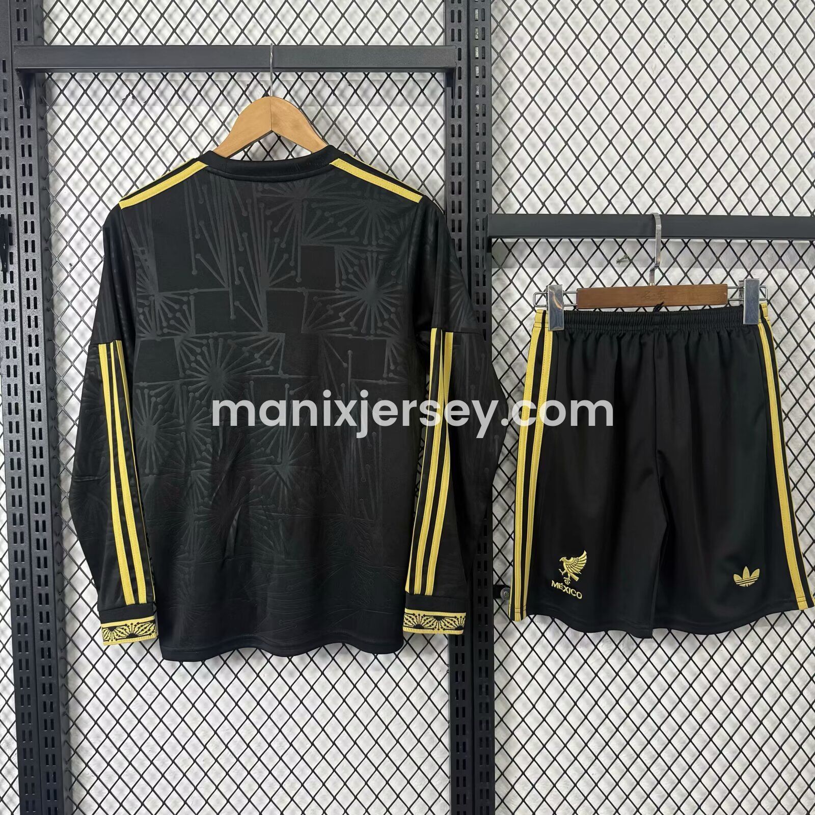Mexico 2025 Gold Cup Black Long Sleeve Kids Kit - ManixJersey