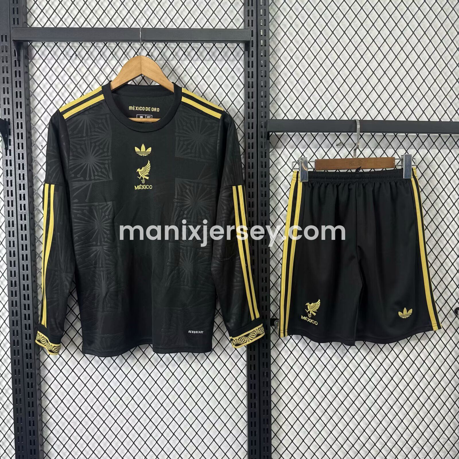 Mexico 2025 Gold Cup Black Long Sleeve Kids Kit - ManixJersey