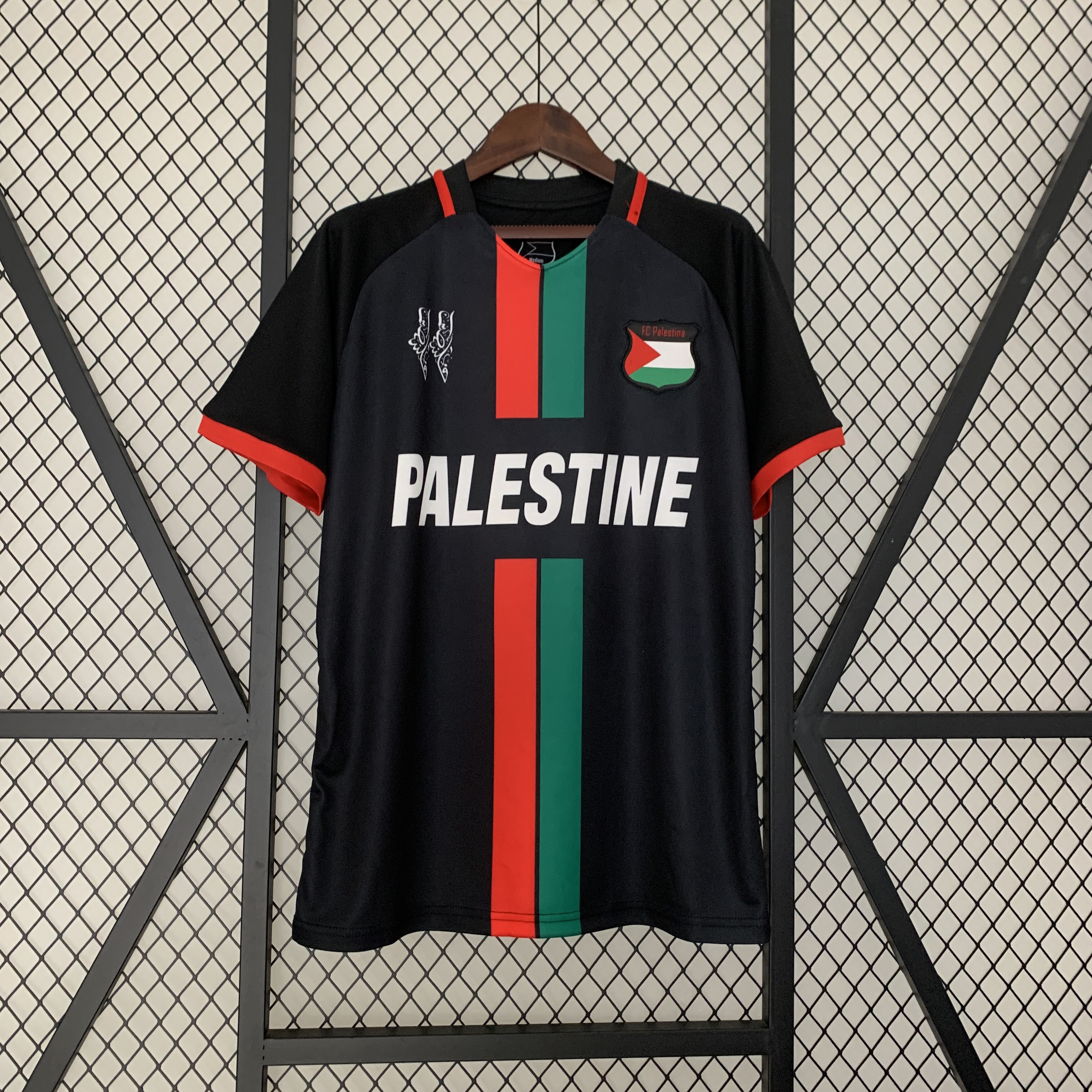 FC Palestina 23-24 Black Centre Striped Jersey - Fans Version - ManixJersey