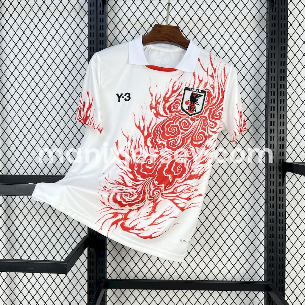 Japan 25-26 Y-3 Red Auspicious Cloud Pattern White Special Jersey - Fans Version - ManixJersey