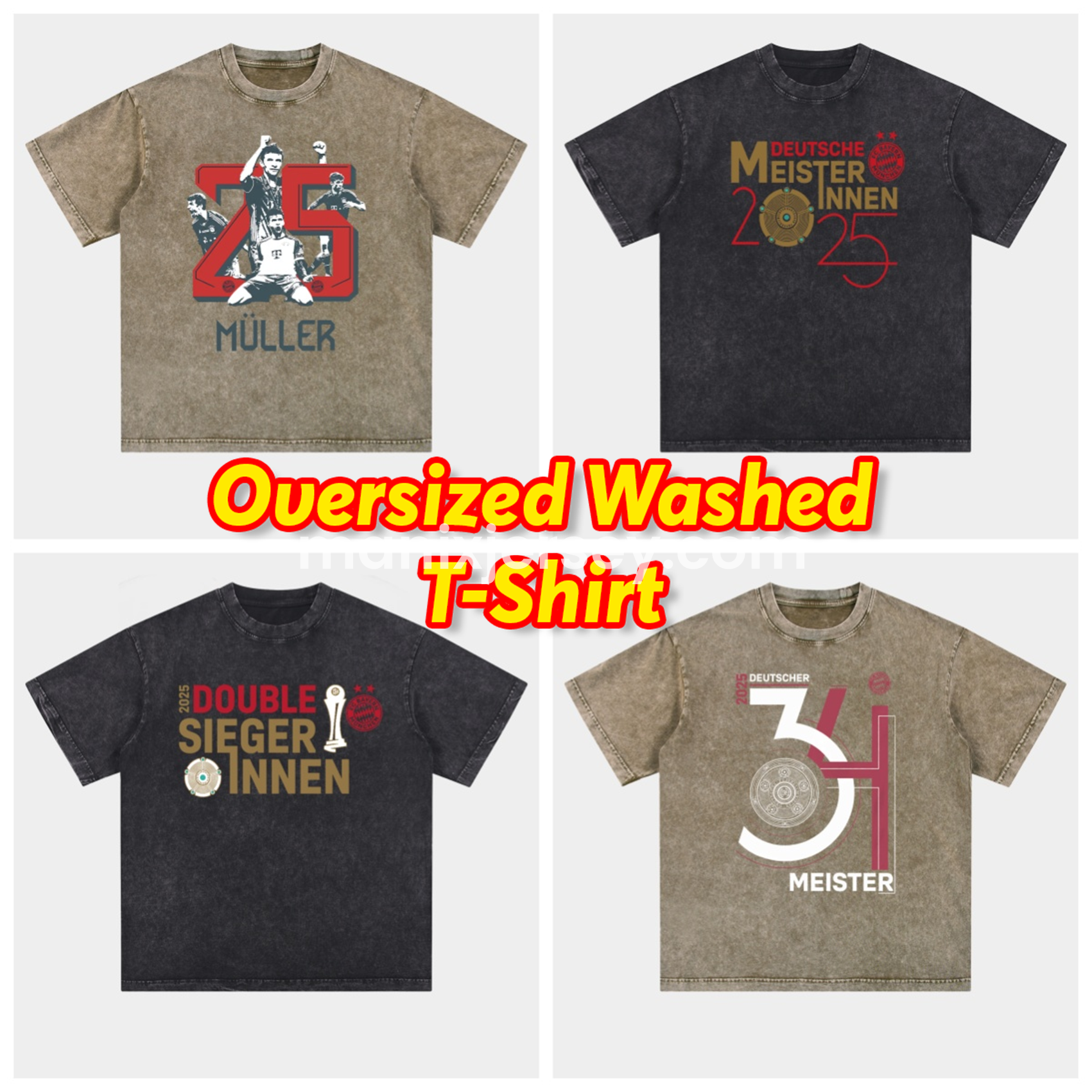 Bayern Munich Bundesliga Champions Deutscher Meister 2025 Oversized Washed T-Shirt - ManixJersey