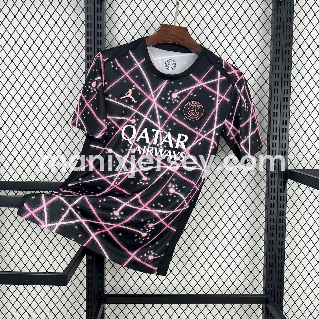 Paris Saint-Germain PSG 25-26 Pink Lines Black Pre-Match Training Jersey - Fans Version - ManixJersey