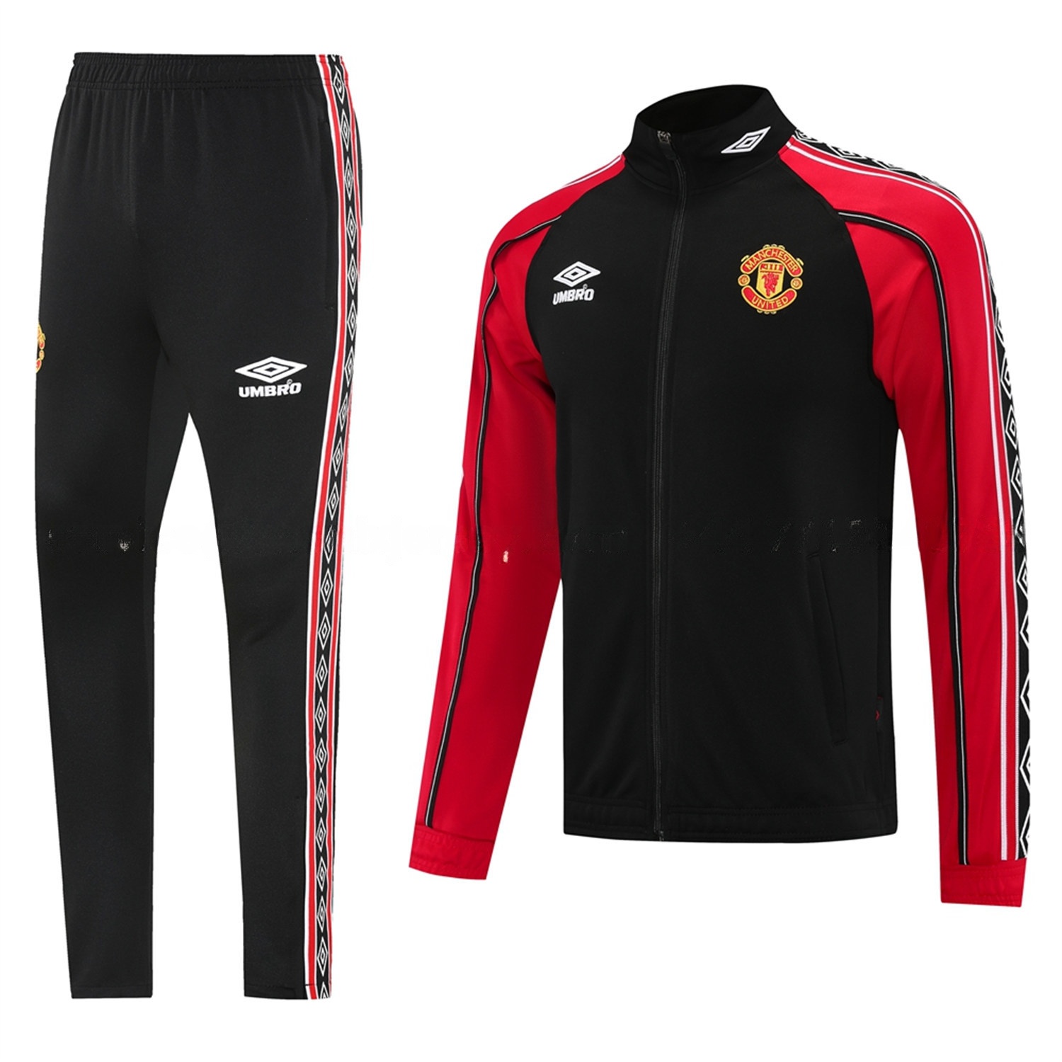 Manchester United 25-26 Throwback 98-99 Style Jacket Training Tracksuit - Black - ManixJersey