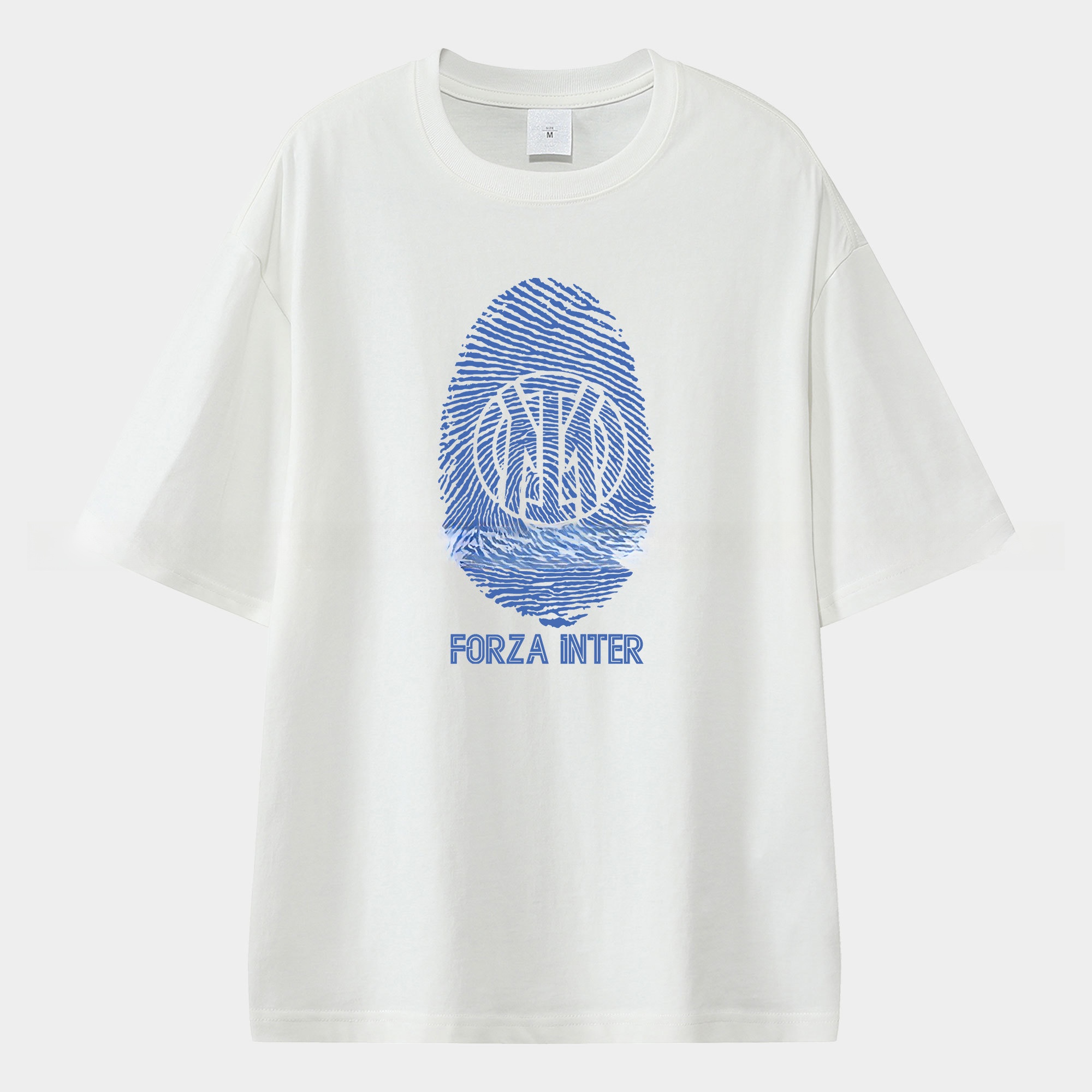Inter Milan Team Logo Fingerprint Unisex Pure Cotton T-shirt - ManixJersey