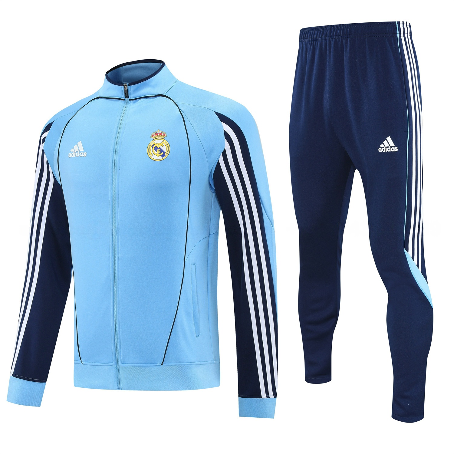 Real Madrid 25-26 Jacket Training Tracksuit - Light Blue Jackets & Deep Blue Pants - ManixJersey