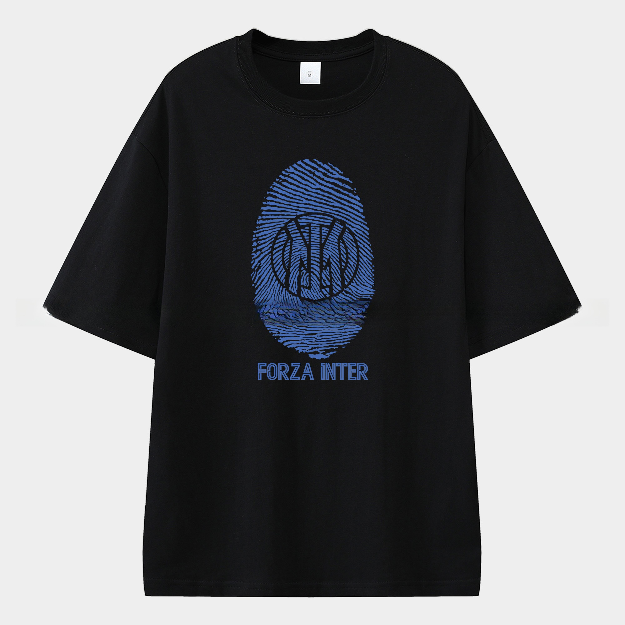 Inter Milan Team Logo Fingerprint Unisex Pure Cotton T-shirt - ManixJersey