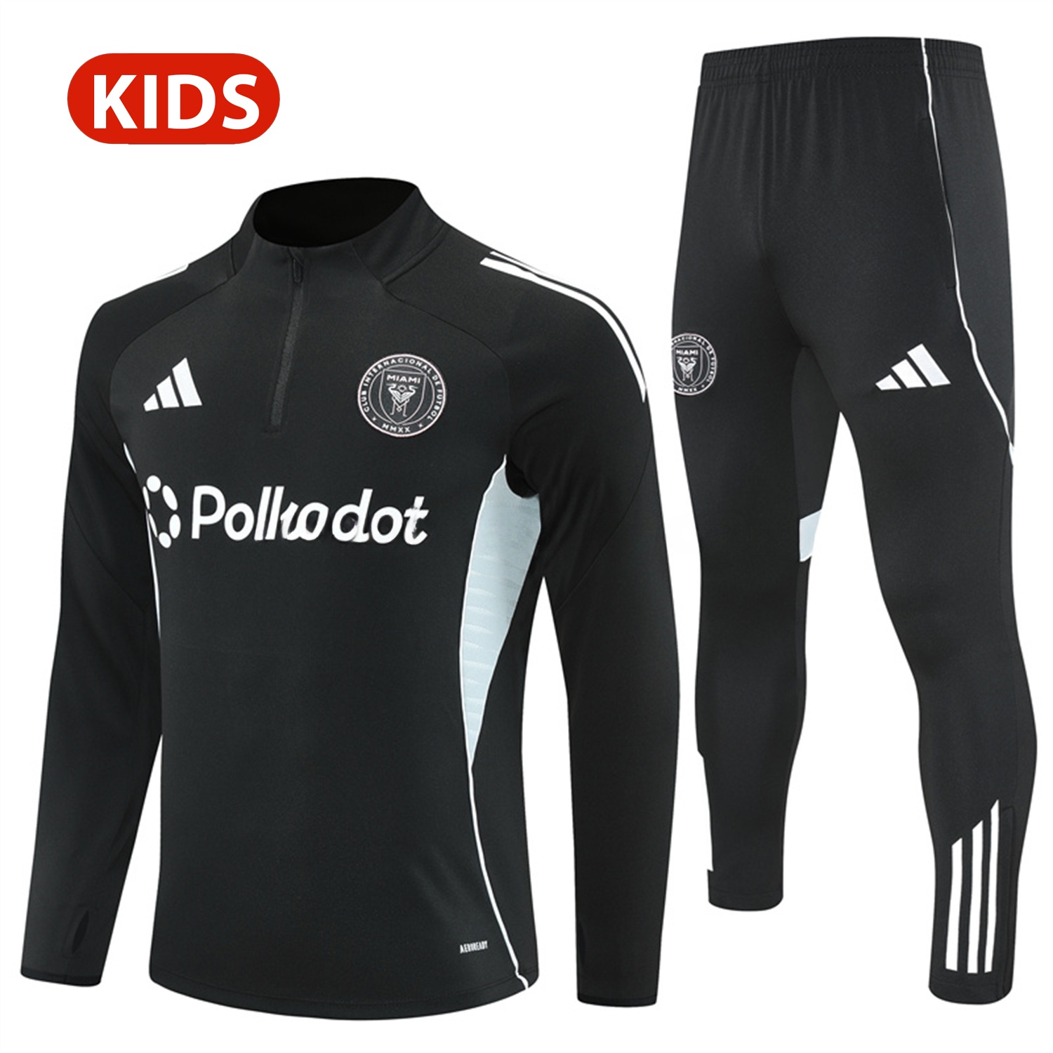INT M.A.M 25-26 Kid Long Sleeves Training Set - Black Top & Black Pants - ManixJersey