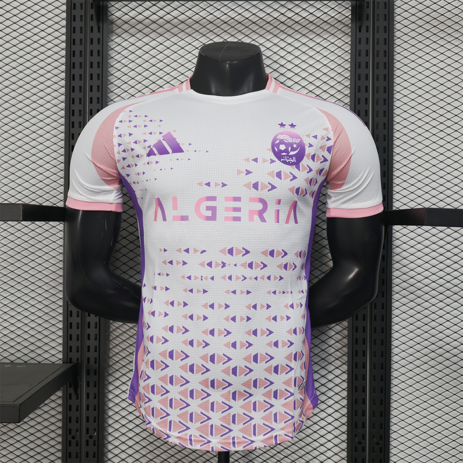 Algeria 25-26 Pink and Purple Triangle Pattern Black Jersey - Player Version - ManixJersey
