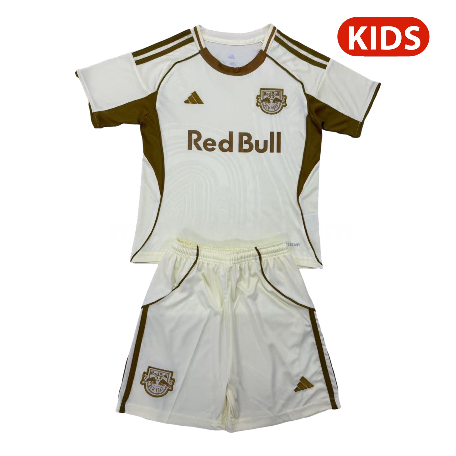 New York Red Bulls 25-26 Light Yellow Pre-Match Training Kids Kit - ManixJersey