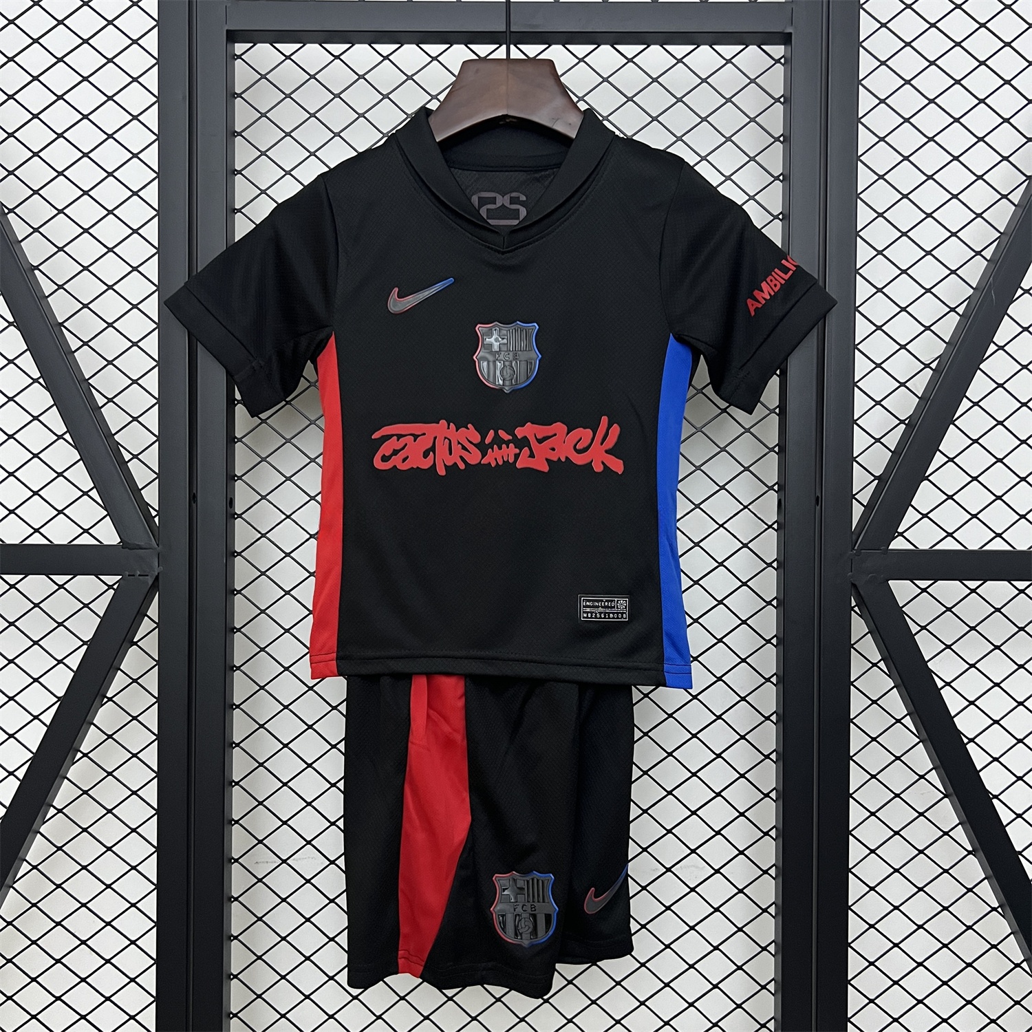 B.A.R.S.A x Travis Scott 24-25 Away Kids Kit with Red Logo - ManixJersey