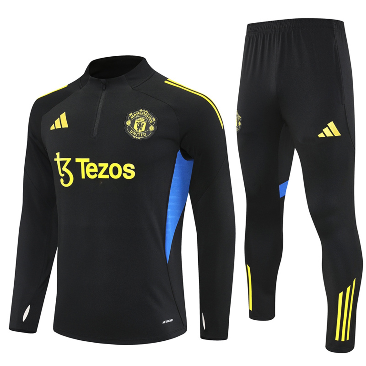 Manchester United 25-26 Long Sleeves Training Set - Black Top & Black Pants - ManixJersey