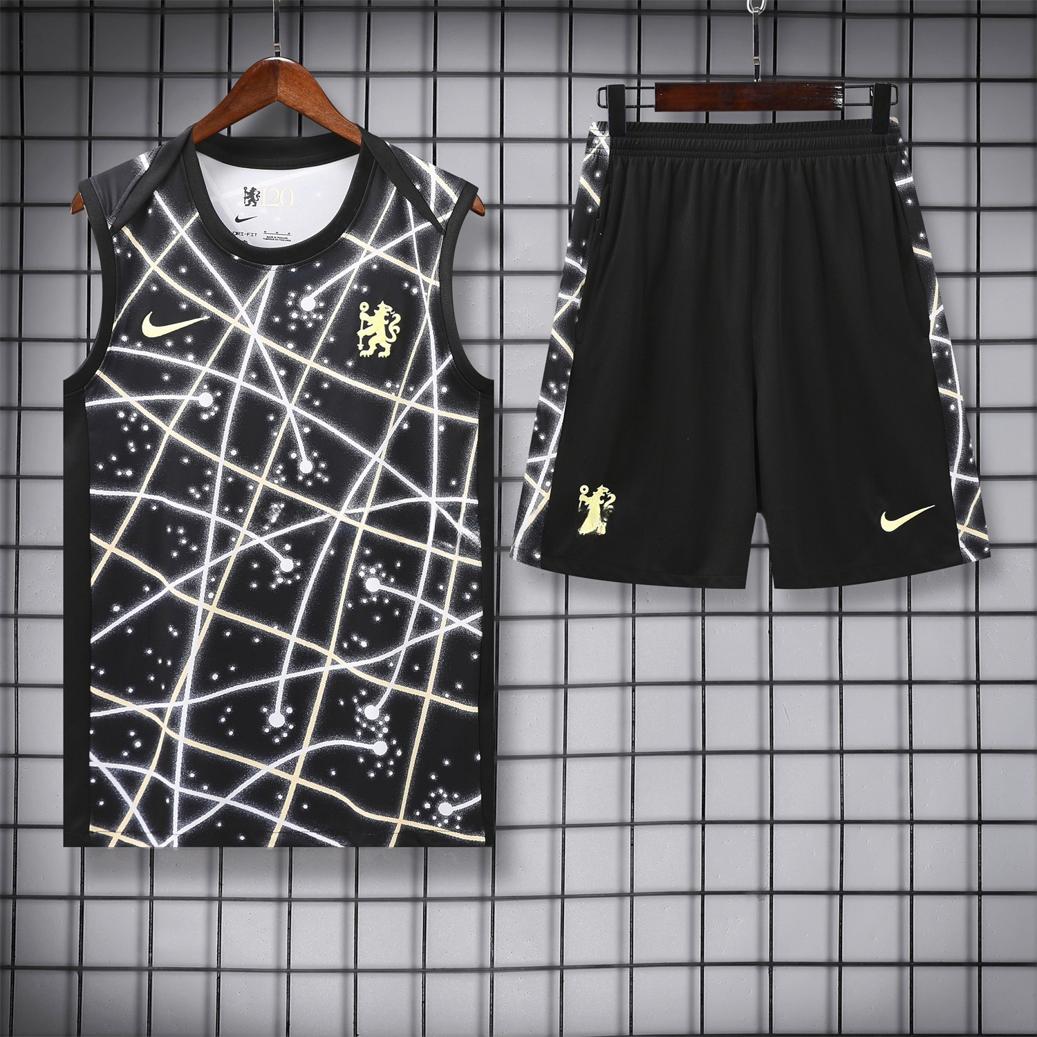 C.H.E.L.S.E.A 25-26 Vest Training Set - Yellow Fluorescent Rays Black Vest & Black Shorts - ManixJersey