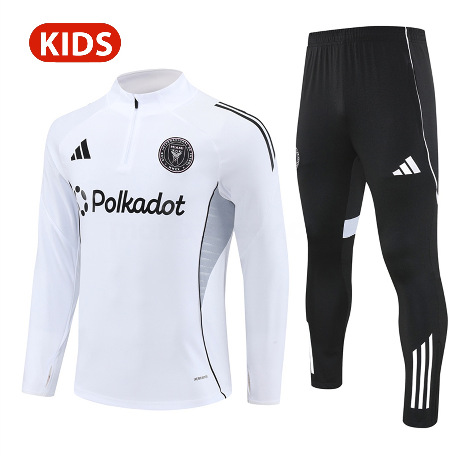 INT M.A.M 25-26 Kid Long Sleeves Training Set - White Top & Black Pants - ManixJersey