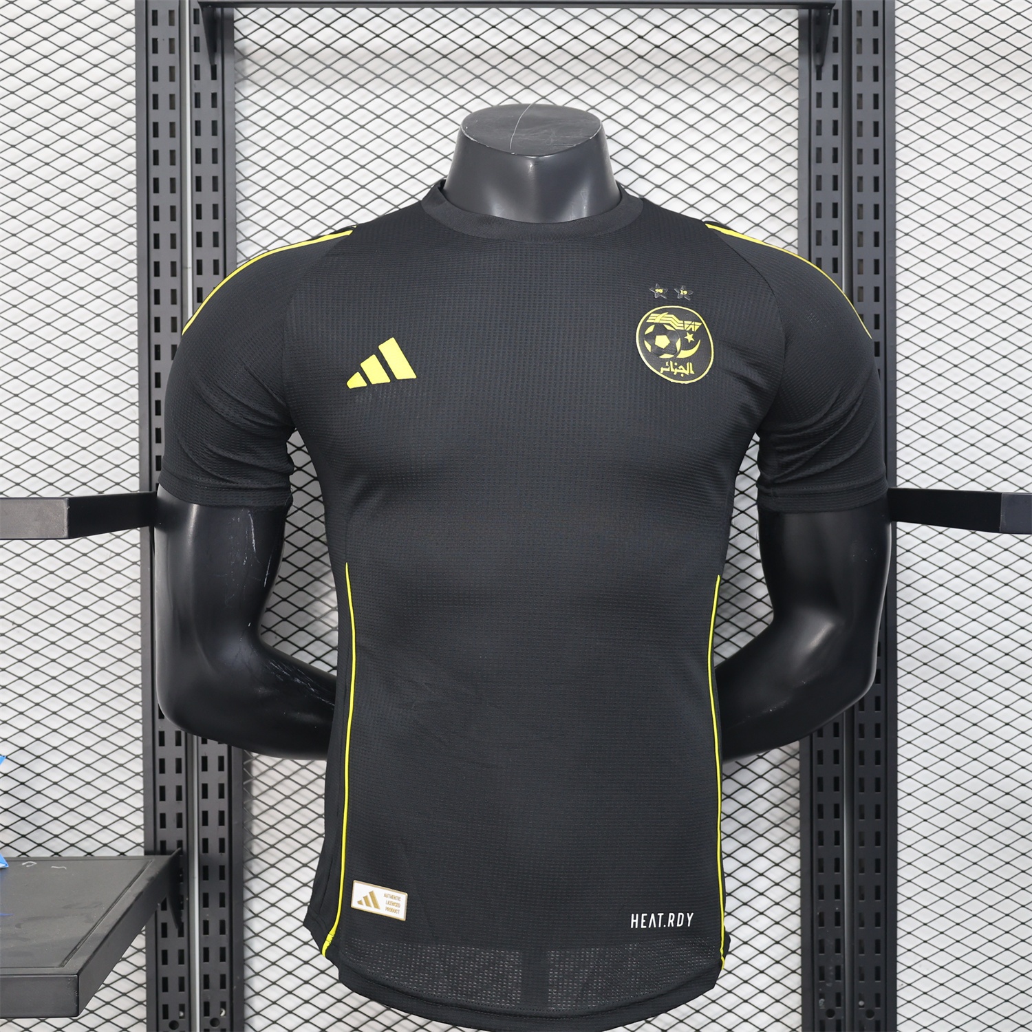 Algeria 25-26 Pure Black Jersey with Yellow Line - Player Version - ManixJersey