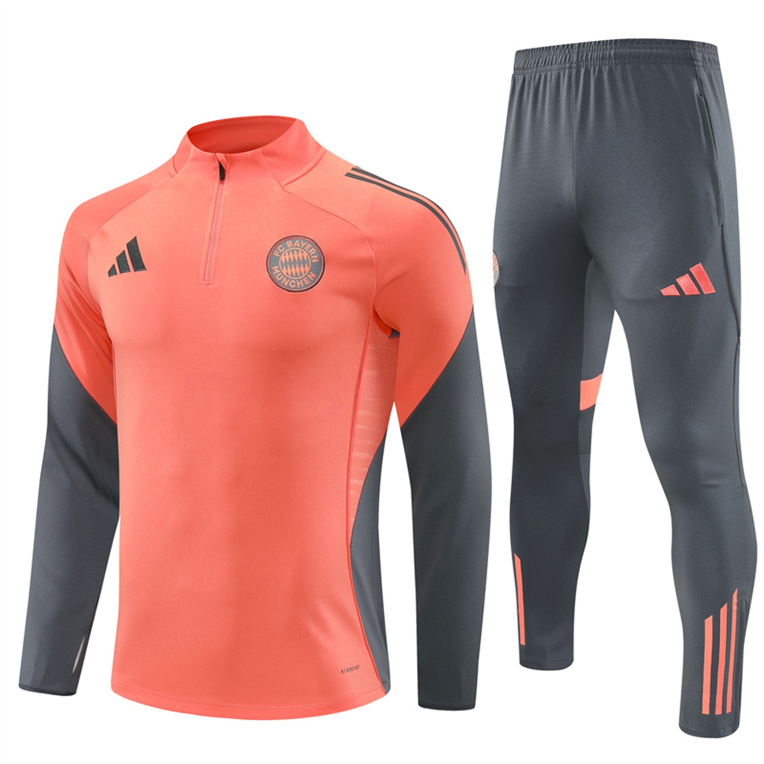 Bayern Munich 25-26 Long Sleeves Training Set - Orange Top & Gray Pants - ManixJersey