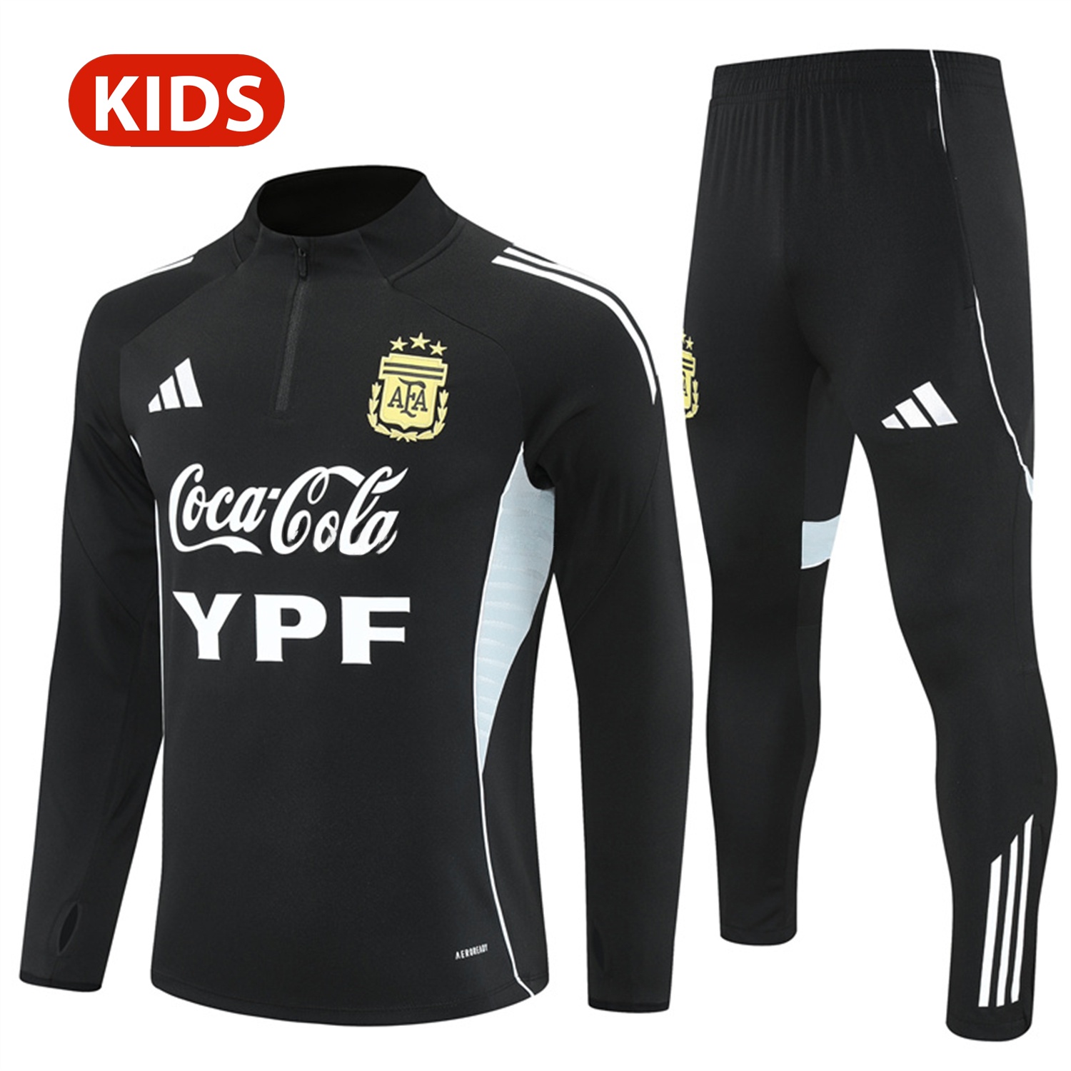 Argentina 25-26 Kid Long Sleeves Training Set - Black Top & Black Pants - ManixJersey